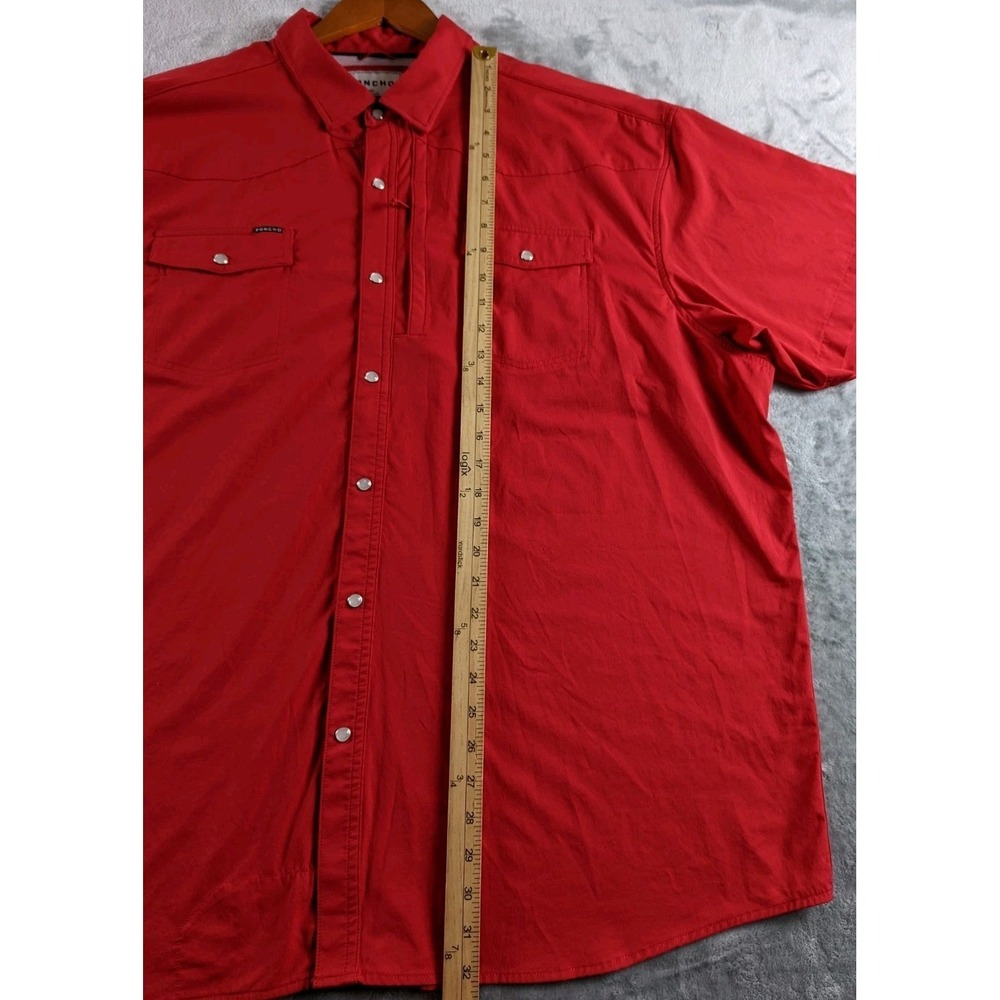 Poncho Shirt Mens 3XL Red Short Sleeve Pearl Snap Regular Fit Stretch Fishing - Picture 4 of 14